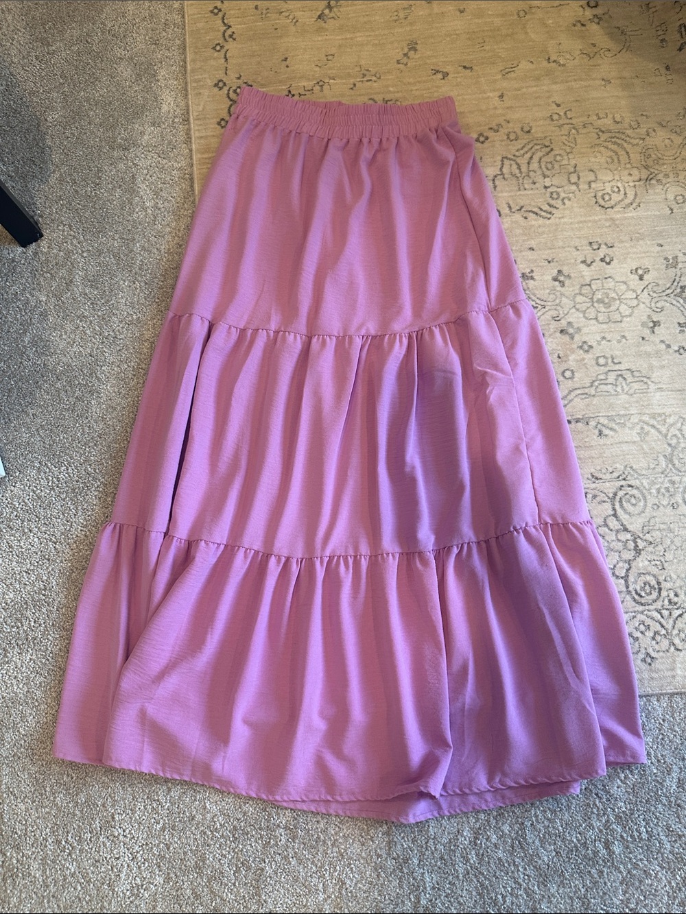 Almost Pink Tiered Lavender Maxi Skirt